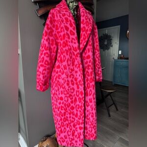 ASOS Pink Leopard Print Trench Coat
